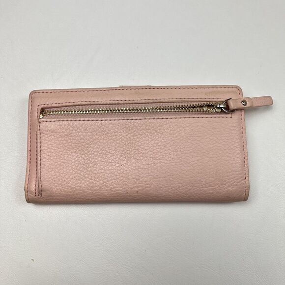 KATE SPADE Bifold Wallet Cobble Hill Blush Pink Pebbled Leather Clutch Preppy - Picture 8 of 9